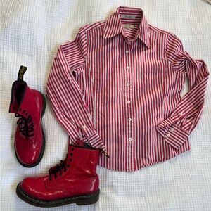 Faconnable Red and White Striped Shirt